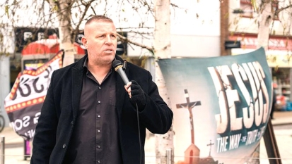 Bread of Life Community Church Pastor Stephen Clayden in street ministry, in Essex, England.