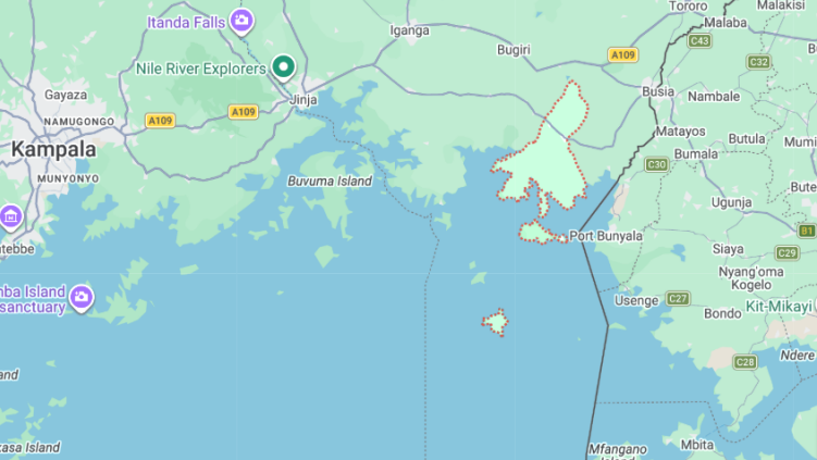 Location of Namayingo District, Uganda, on Lake Victoria.