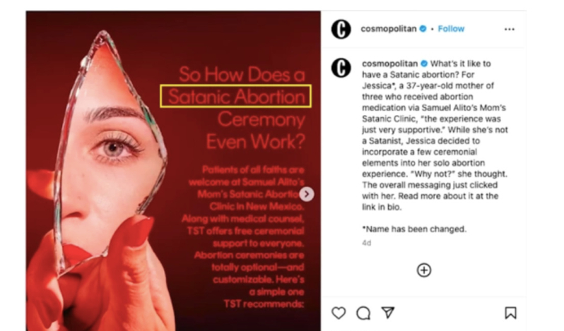 Cosmopolitan magazine promotes Satanic 'abortion ritual'