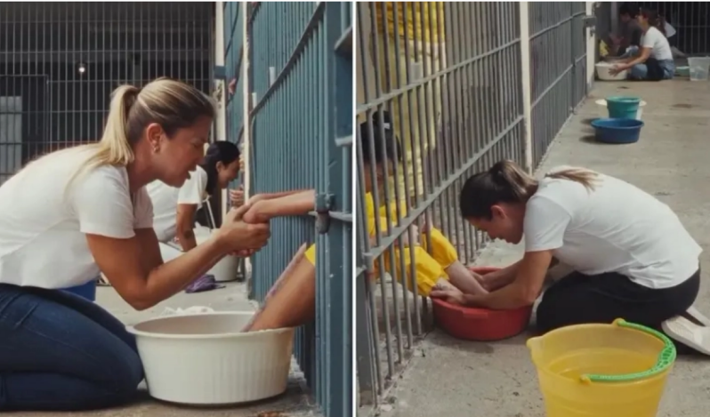 Christian women wash inmates’ feet in Brazil and share a message of love and dignity