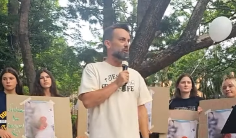 'Rally for Samuel' held in Brisbane after images allegedly show aborted boy dying while sucking his thumb